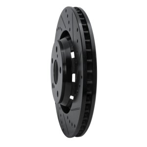 Toyota Venza Brake Rotor (1) - Front Right - R1 Concepts - Drilled & Slotted - Black - `09-`15